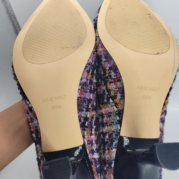 Nine West Stiletto Pointy Toe Pump Textile Size 9.5M Multicolor Plaited - Picture 6 of 9
